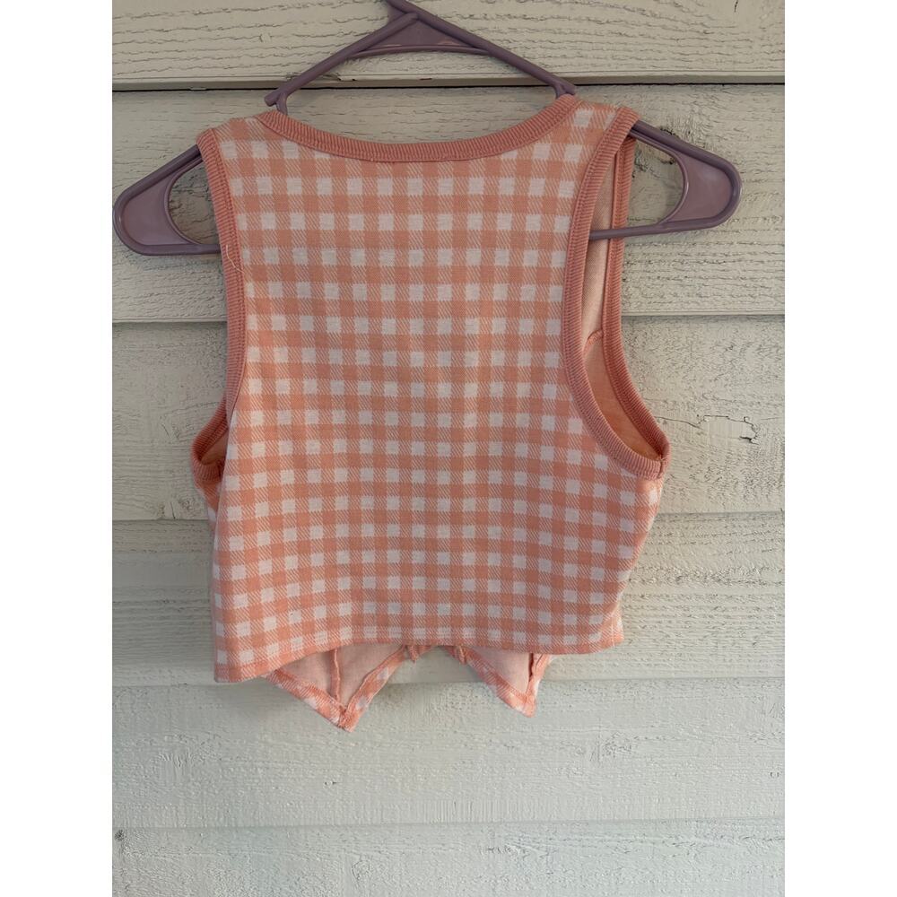 Meraki Peach/Pink Gingham Button Front Crop Top Size M Cottagecore - Picture 7 of 7